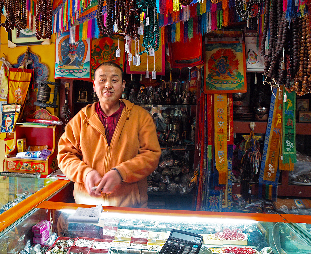 Tibetan shop and owner