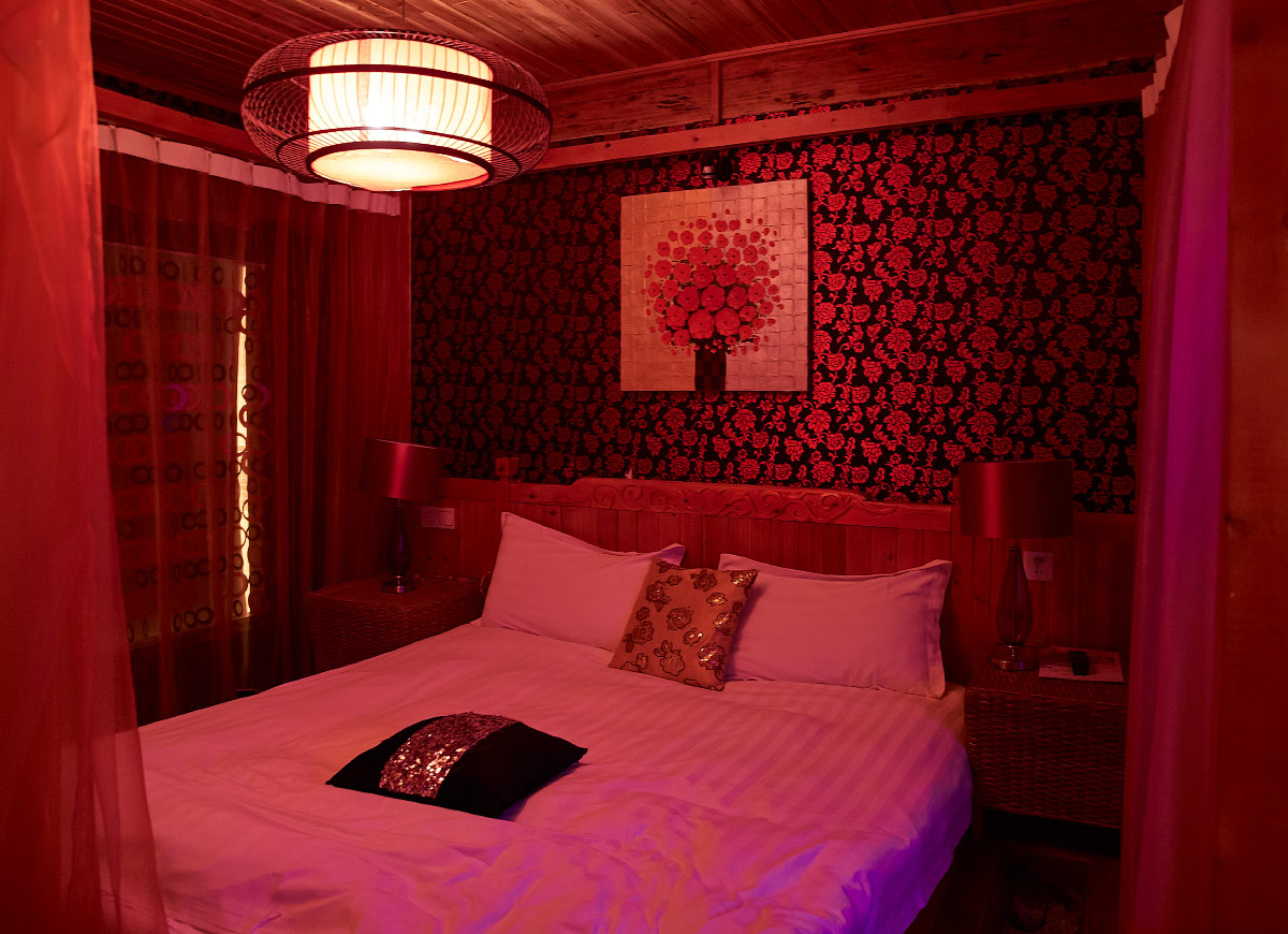 red hotel room