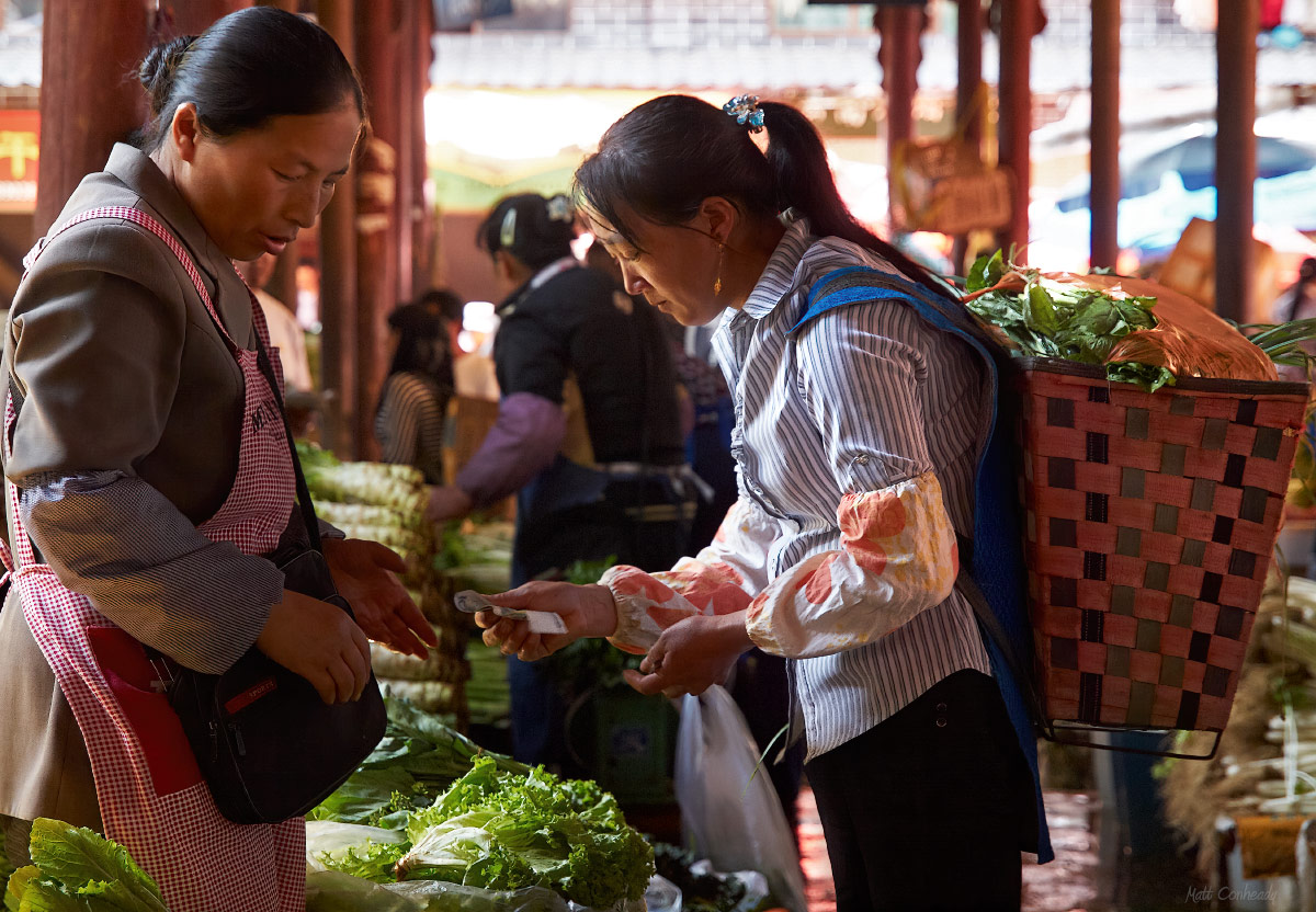 Buying produce at the chinese market