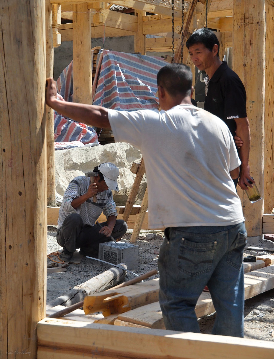 construction workers at the market