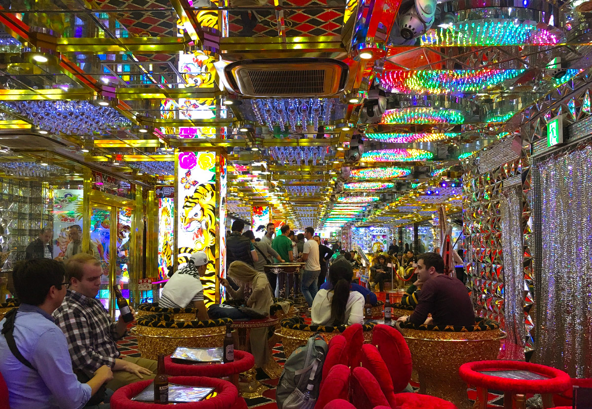 the lounge at the Robot Restaurant in Shinjuku, Tokyo