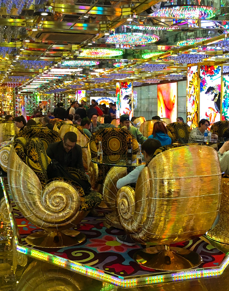 the lounge at the Robot Restaurant in Shinjuku, Tokyo