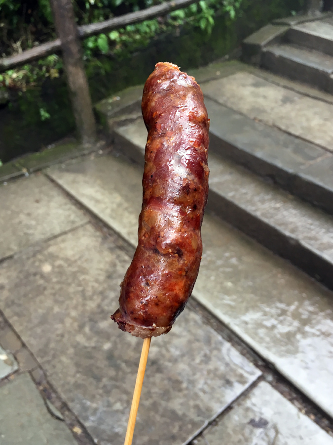 street food sausage on Mt Emei 