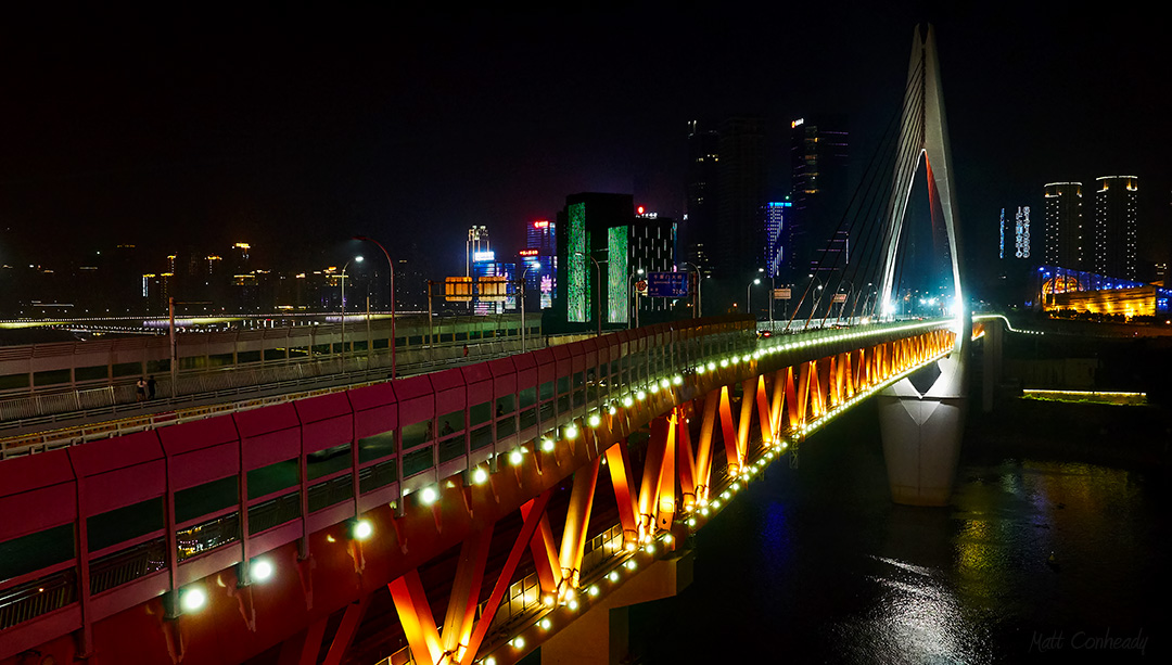 Illuminated Qiansimen bridge