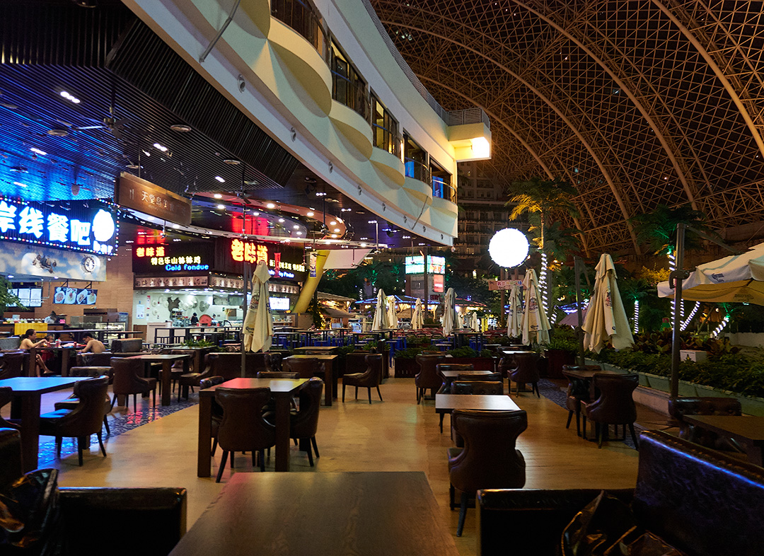 Restaurants in the beach area at the Chengdu Global Center