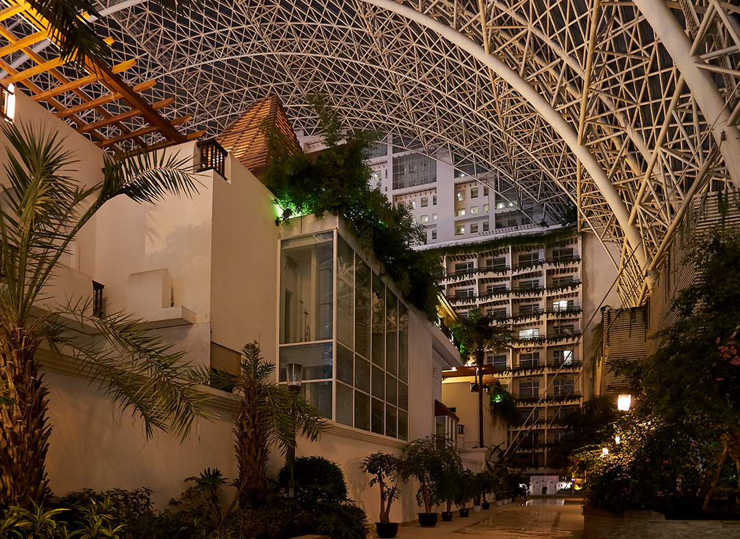 A chapel, hotel and massive roof near the beach in the Chengdu Global Center