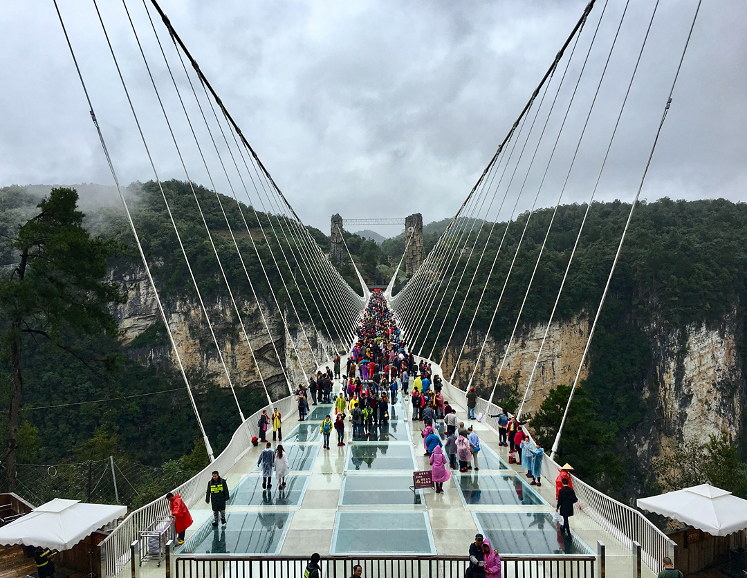 The Zhangjiajie Glass Bridge with people on it