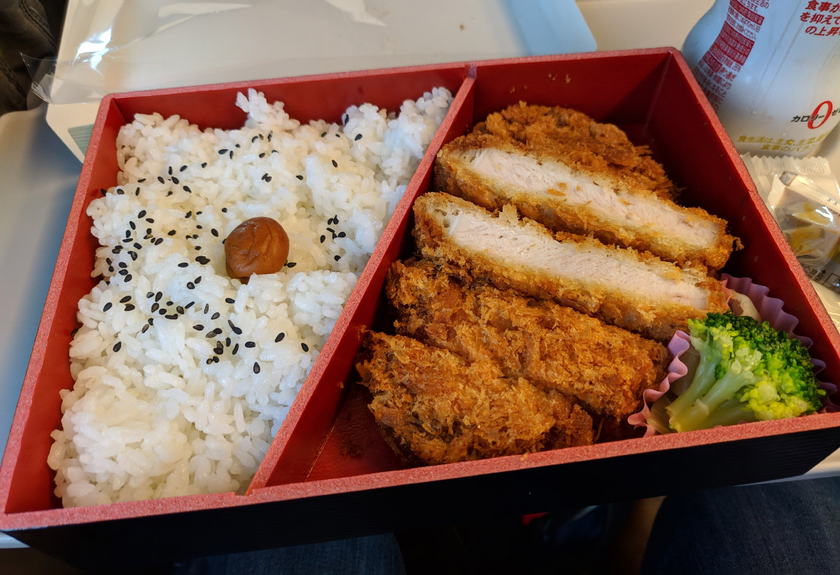 Katsu bento box on the train