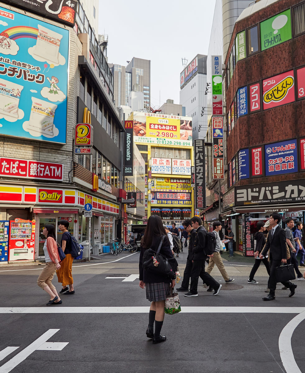 Japanese schoolgirl in shinjuku, tokyo