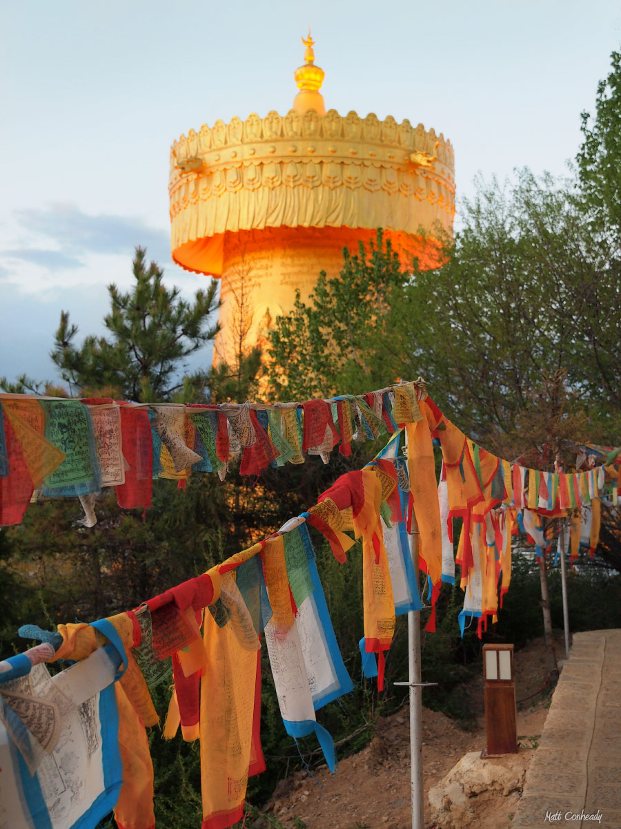 world's largest golden prayer wheel.