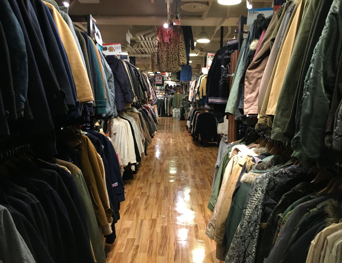 An aisle in Book-Off thrift shop